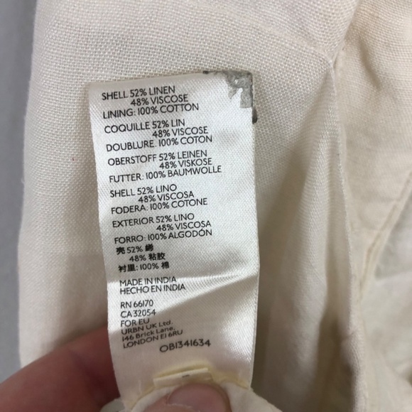 Maeve Anthropologie Linen Colorblock Open Back Midi Dress M - Picture 12 of 15